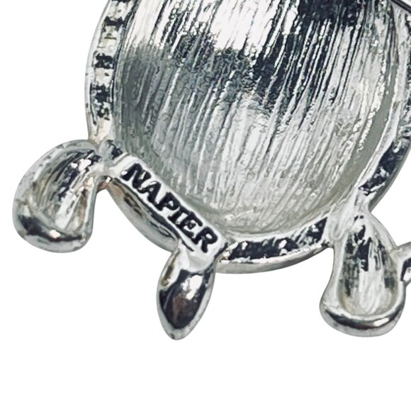 Napier Silver Tone Sea Turtle And Baby Faux Abalone Brooch (6090) - Picture 6 of 6